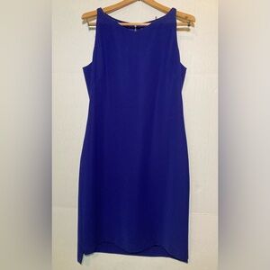 T Tahari Size 12 Electric Blue Sleeveless Sheath Dress